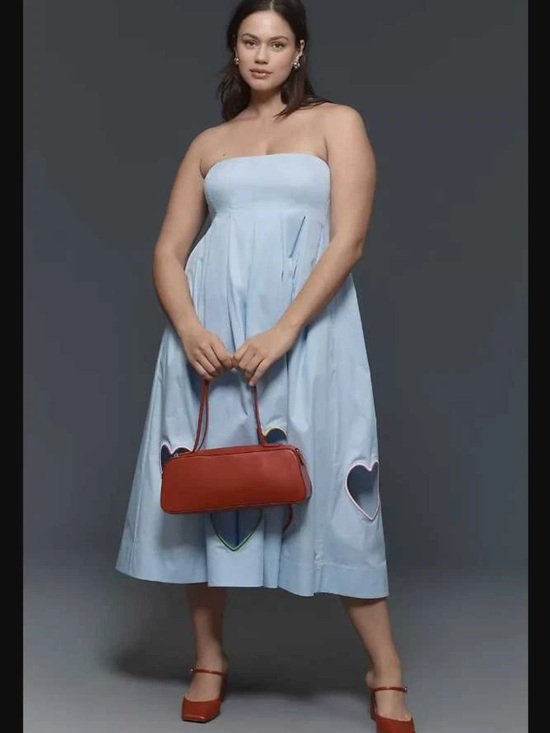 Maeve Dresses & Skirts - Anthropologie Maeve Light Blue Strapless Midi Dress with Heart Cutouts